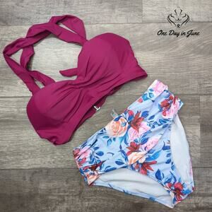 Tempt Me Vintage Cross Front Halter Bikini Swimsuit Size Sa